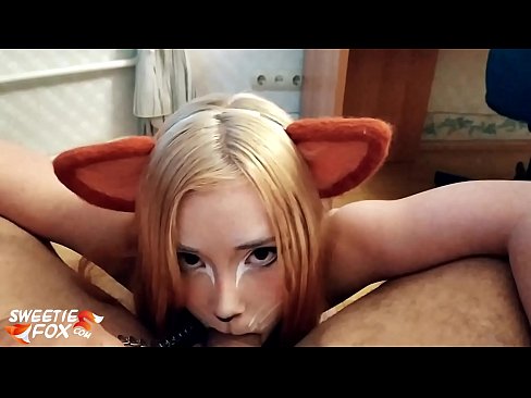 ❤️ Kitsune د هغې په خوله کې ډیک او کم تیر کړ ❤️  ️❤